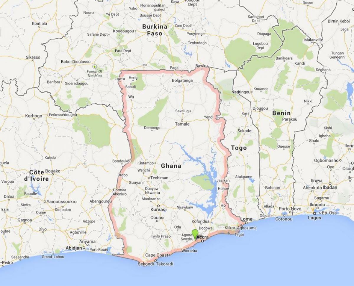 מפה מפורטת של אקרה גאנה