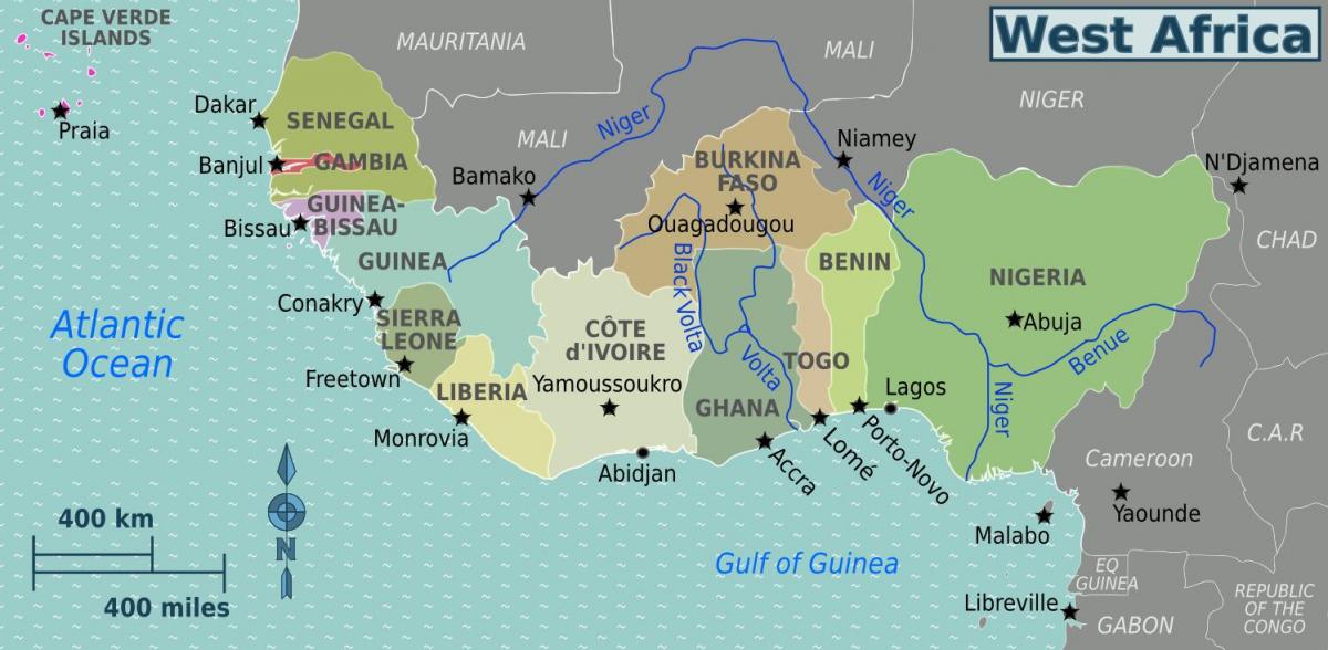 מפה של גאנה מערב אפריקה