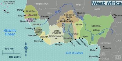מפה של גאנה מערב אפריקה